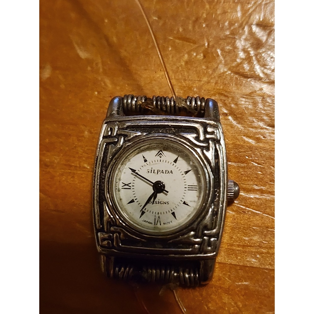 Silpada Designs Womens Watch Face Head Silver Tone Japan Movt Rectangular As Is